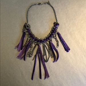 Velour and chain necklace